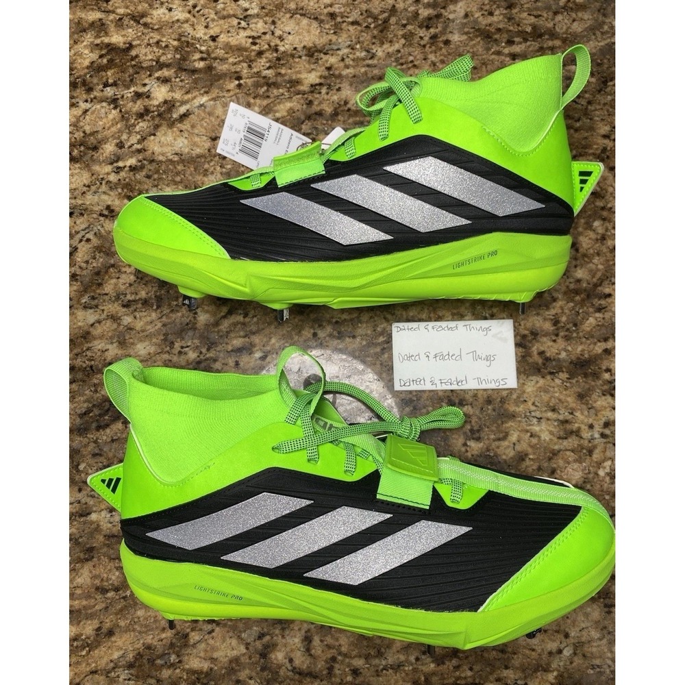 Men's 11 Adidas Adizero Edge + METAL Solar Green/Black Baseball‎ Cleats JS4119